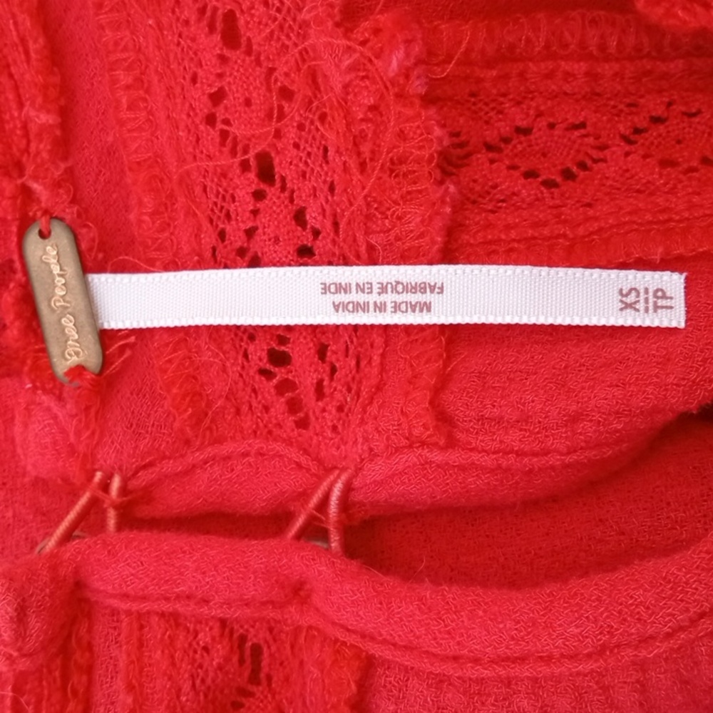 Free People Hand Stitched Delicate Floral Woman's Top XS - Picture 5 of 5